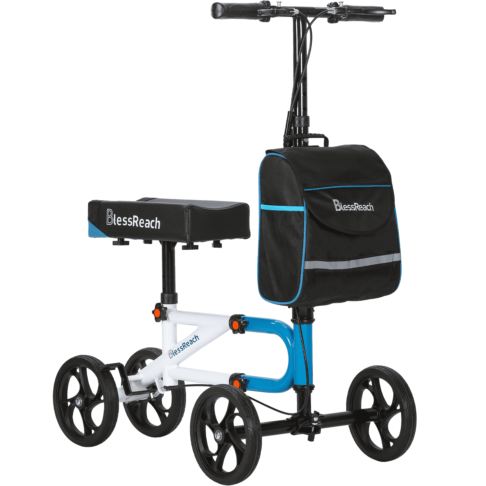 Blessreach Blue Aluminum Knee Scooter with Shopping Basket - Crutch Alternative for Foot Surgery & Injuries