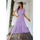 thumbnail image 2 of Vestido PRETTYGARDEN Cruzado con Cuello en V, Floral, con Cinturón, Morado, Talle S, 2 of 8