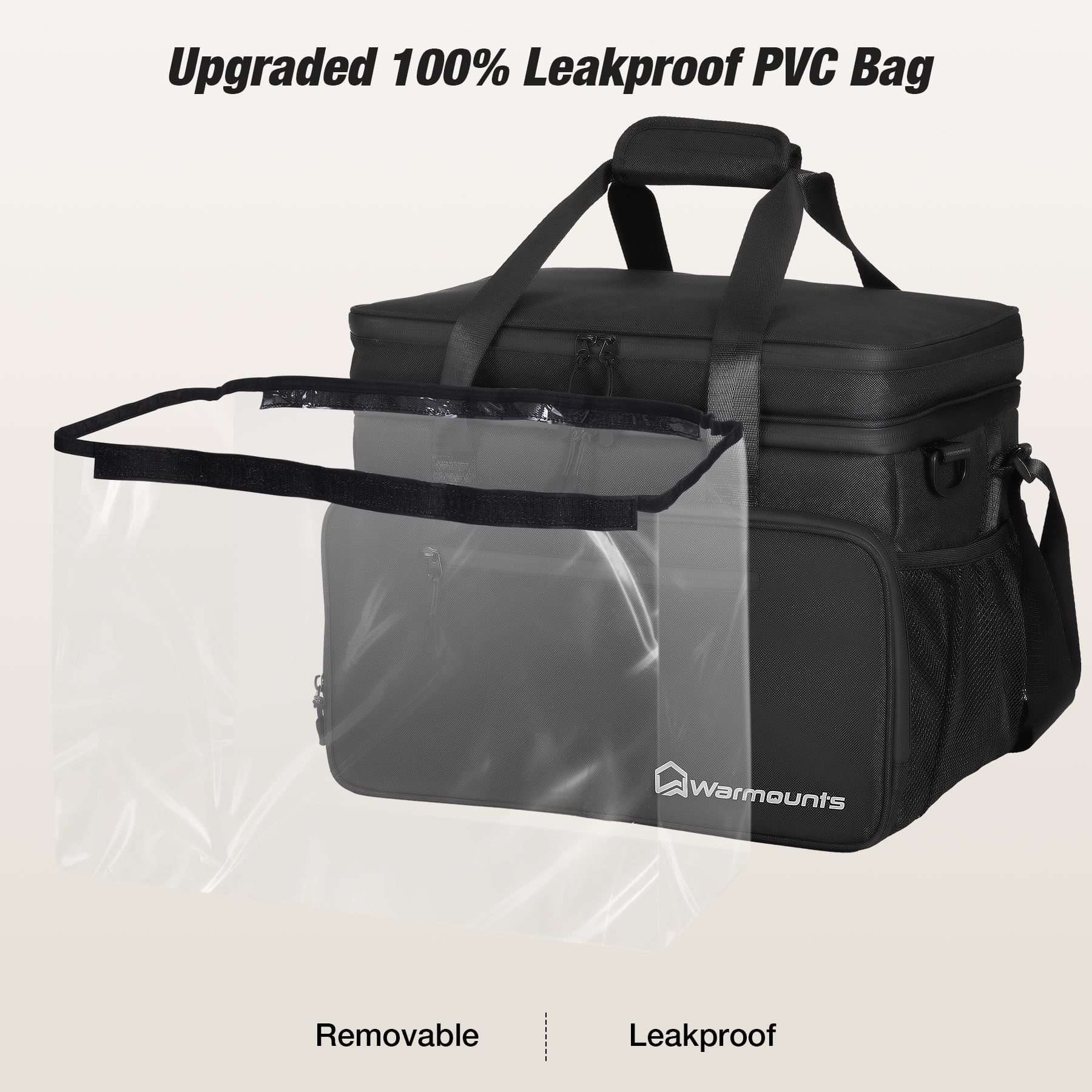 WARMOUNTS Insulated Bag 48 Cans & Soft Cooler Bag 2 in 1, w/ Insulating Cover, Upgraded Leakproof Camping Cooler Bag 2 Compartment for Camping Hiking Picnic Beach