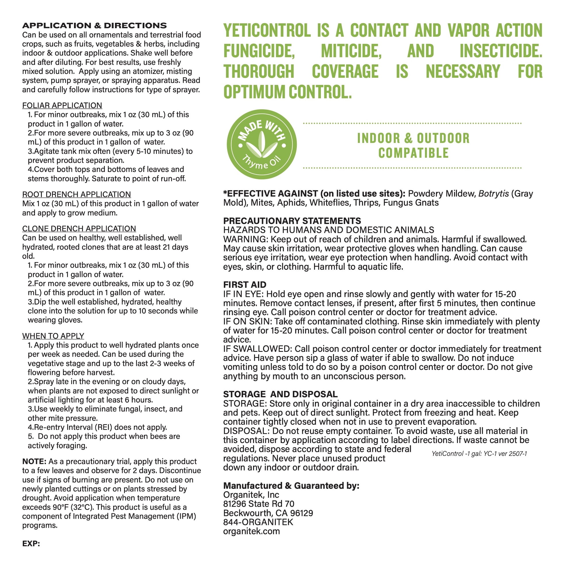 YetiControl Insecticide and Fungicide Liquid Concentrate 250 ml