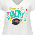 thumbnail image 4 of Inktastic Born in the 50's Record and Music Notes Women's Plus Size V-Neck T-Shirt, 4 of 5