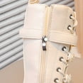 thumbnail image 5 of LYHaoo Girls Lace Up Riding Boots Kids Mid Calf Combat Boots PU Leather Side Zipper Cute Warm Girls Boots Shoes Sizes 11 Beige(4-5 Years), 5 of 6