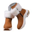 thumbnail image 3 of LIJCC Women's Chunky Platform Winter Boots Suede Fluffy Booties Leisure Slip On Sneakers Thick Sole Shoes Warm Fur Lined Anti-slip Booties, 3 of 5