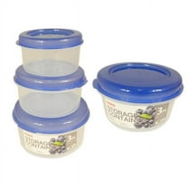 Family Maid 88233N 550 & 85 ml Round Clear Body Food Storage Container with Lid, Neon Blue - 3 Piece - Pack of 48