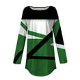 thumbnail image 5 of Graphic Print Shirts for Women Long Sleeve Color Block Plus Size Crew Neck Casual Loose Pullover Tops 90s Outfits for Ladies(Green,XXL), 5 of 5