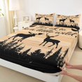 thumbnail image 3 of Manfei Jungle Wildlife Deer Twin Sheet Sets,Wild Animal Moose Twin Fitted Sheet,Brown Black Flat Sheet For Kids,Breathable Home Decor,3-Piece, 3 of 7