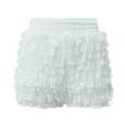 thumbnail image 3 of FYEGRE High Waisted Ruffle Shorts for Women Girls, Cute Lace Layered Bloomers, Going Out Mini Micro Bloomer GN3 M, 3 of 4