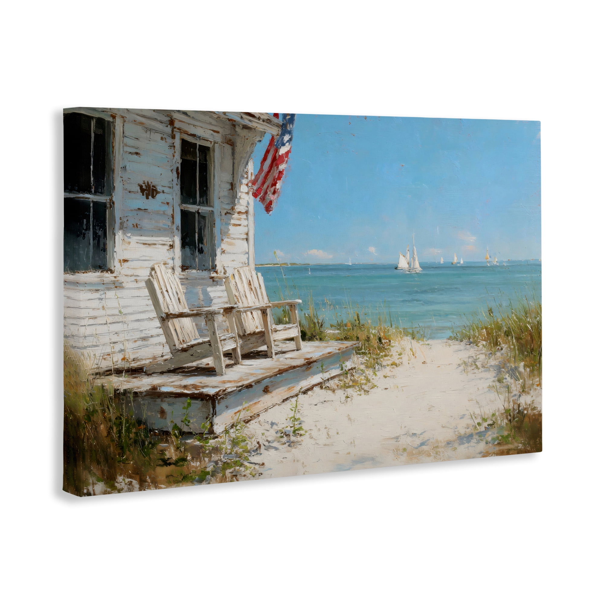 Stupell Industries By The Ocean Cottage Retreat Canvas Wall Art, design by Petal Prints Design