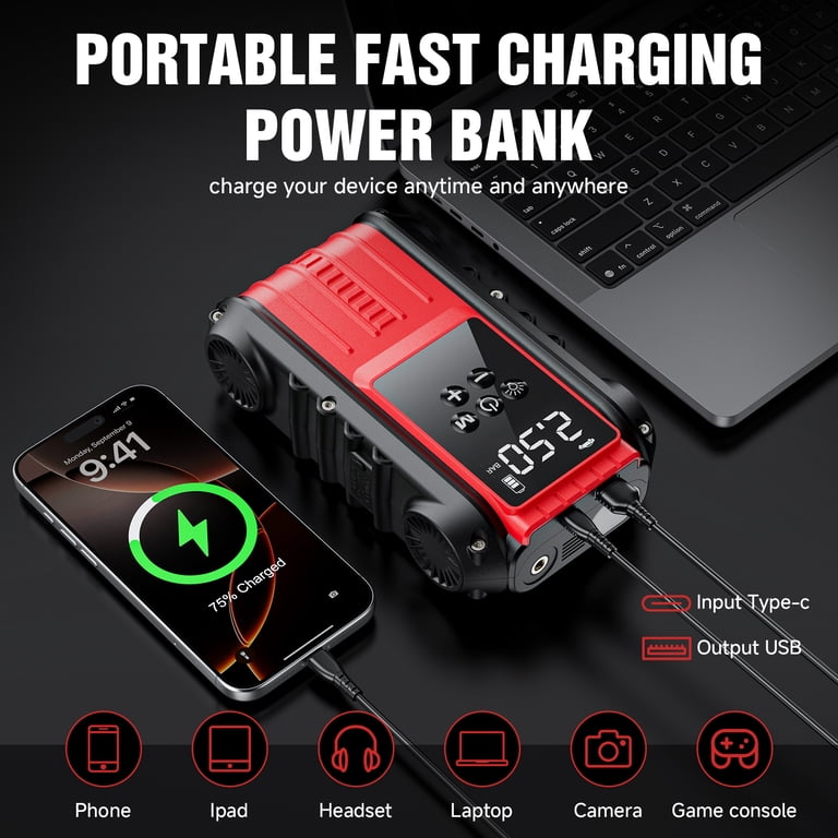 Lolseas 4500A Jump Starter with 150PSI Air Compressor photo 4
