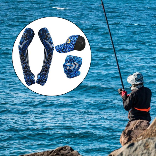 4 piezas de pasamontañas de verano, cubierta de cara completa y mangas de de enfriamiento, protección UV, cabeza de gaater de cuello transpirabl Camuflaje azul Baoblaze Polaina del cuello de la cubierta facial