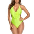 thumbnail image 2 of Liacowi Women's Sleeveless V Neck Halter Tassels Swimwear Bathing Suit Open Back One-Piece Swimsuit Beachwear, 2 of 6