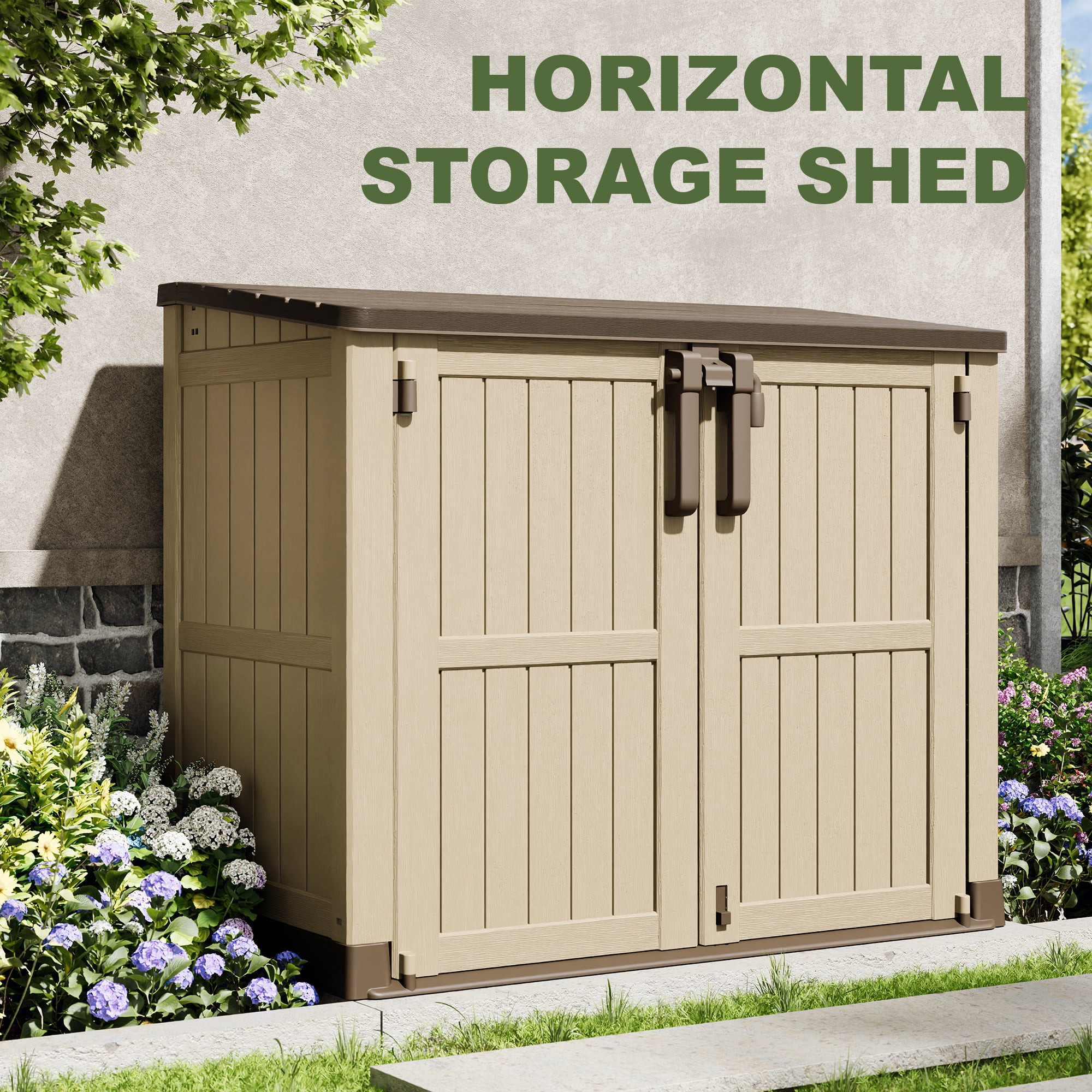 Bifanuo Outdoor Resin Storage Shed 36 Cu.ft Garden Storage Extra Large Capacity Weather Resistant Storage Box, Lockable Resin Waterproof Shed for Bike, Lawnmowe, Garden Tools