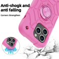 thumbnail image 4 of ELEHOLD Heavy Duty Rugged Case for iPhone 15 Pro Max Foldable Ring Holder Kickstand Case, Hybrid Tri-Layers Military Grade Shockproof Protection Cover for iPhone 15 Pro Max,Pink, 4 of 5