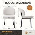 thumbnail image 5 of EOP Upholstered Dining Chairs Set of 2, Mid-Century Modern Dining Room Chairs with Curved Backrest and Metal Legs, Chair Kitchen for Dining Room, Beige, 5 of 11