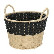Holiday Time Black & Tan Braided Paper Rope Storage Basket, 13.98"D x 9.65"H