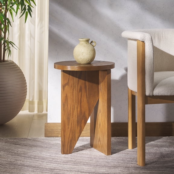 Safavieh Couture Bonaclara Contemporary Wood Round End Table, Medium Oak