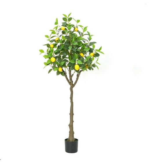 AKDSteel 5ft Artificial Lemon Tree, Plastic Potted Faux Lemon Fruit Tree for Indoor Outdoor Home Decor Living Room Office 150cm Lemon Tree