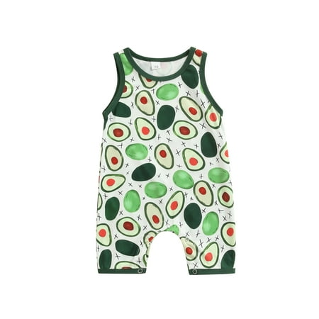 

Canrulo Newborn Infant Baby Boy Girl Sleeveless Romper Avocado Bodysuit Jumpsuit One Piece Outfit Summer Clothes Dark Green 6-12 Months