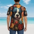 thumbnail image 5 of Cauagu Cute Colorful Flower French Bulldog Print Hawaiian Shirt for Men,Casual Short Sleeve Button Down Shirts Summer Beach Men's Regular-Fit Short-Sleeve Print Shirt -X-Large, 5 of 6