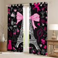 thumbnail image 2 of Paris Curtains & Drapes,Eiffel Tower of France 30%-50% Blackout Curtains,Romantic City Building Window Treatments,Make-Up Themed Princess Dress Pink Love Chic Fashion Window Curtains, 2 of 6
