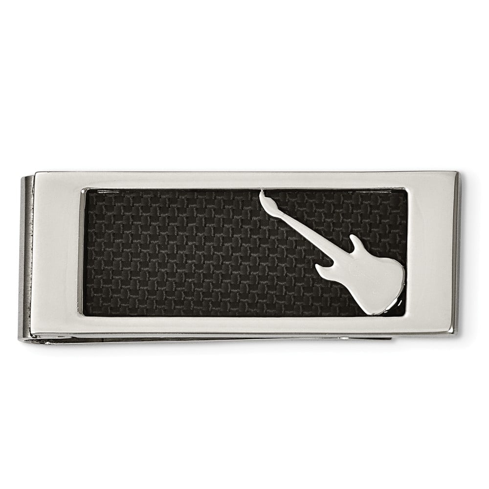 19.7mm x 54.3mm Stainless Steel Polished Laser Cut Center Money Clip