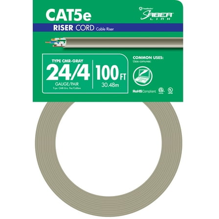 Southwire 56917943 100' Grey 24 Gauge 4 Wire Riser Cord