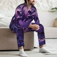 thumbnail image 6 of KLL Purple Hippo In Water Sleepwear Mens Flannel Pajamas,Long Cotton Pj Set, 6 of 7