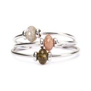 Trollbeads Grey Moonstone Bangle, Silver and Gemstone Bracelet, M