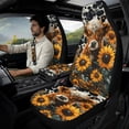 thumbnail image 2 of Xixirimido 5-Piece Car Seat Cover Set Breathable PU Leather Front Seat Covers with Seat Belt & Console Covers Universal Fit for SUV, Sedan, Truck, Highland Cattle Cowhide Sunflower, 2 of 8