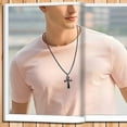 thumbnail image 3 of 16 to 24 Inches Rolo Chain Ancient Ankh Cross Pendant Necklace for Men Women 316L Stainless Steel with Large And Medium Sizes, 3 of 5