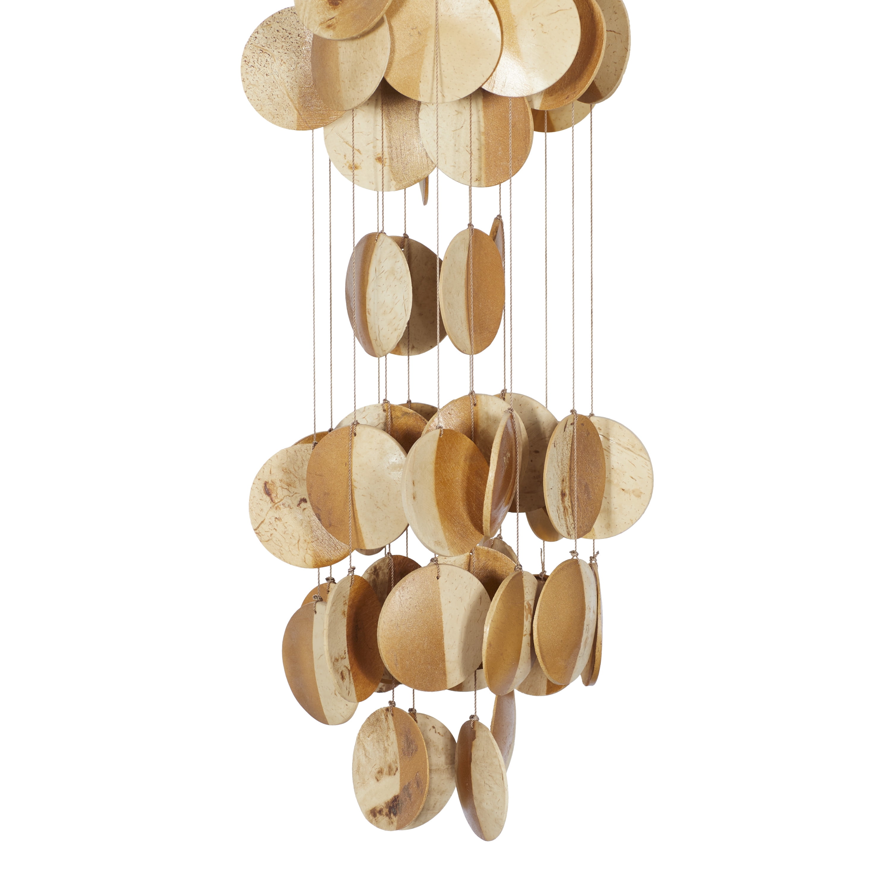 DecMode 17" Gold Wood Jellyfish Inspired Geometric Windchime