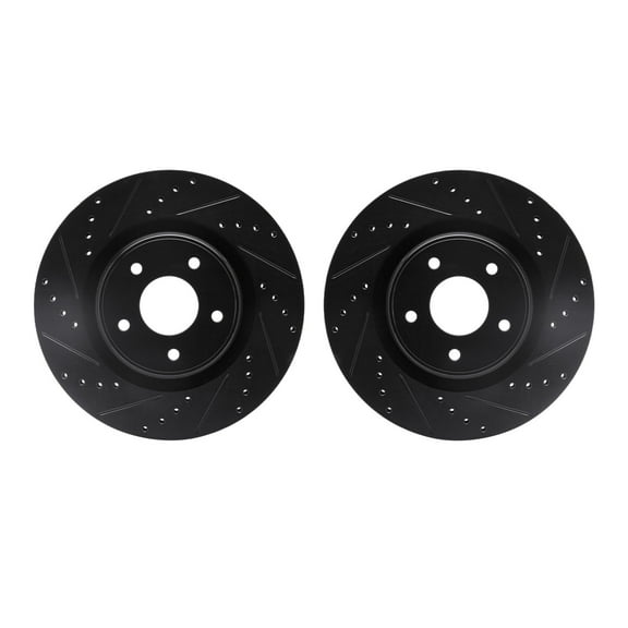 Dynamic Friction Company Front Brake Rotors-Drilled and Slotted-Black 8002-67007