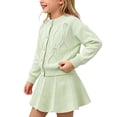 thumbnail image 2 of Mifsaly Toddler Girls 2 Piece Knit Outfit Set Cable Knit Crew Neck Sweater with Floral Applique and Knit A-Line Skirts, 2 of 5