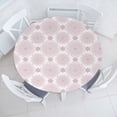 thumbnail image 3 of Ambesonne Purple Mandala Fitted Round Tablecloth, Victorian Damask, 36"- 40" Diameter, Pale Pink White, 3 of 5