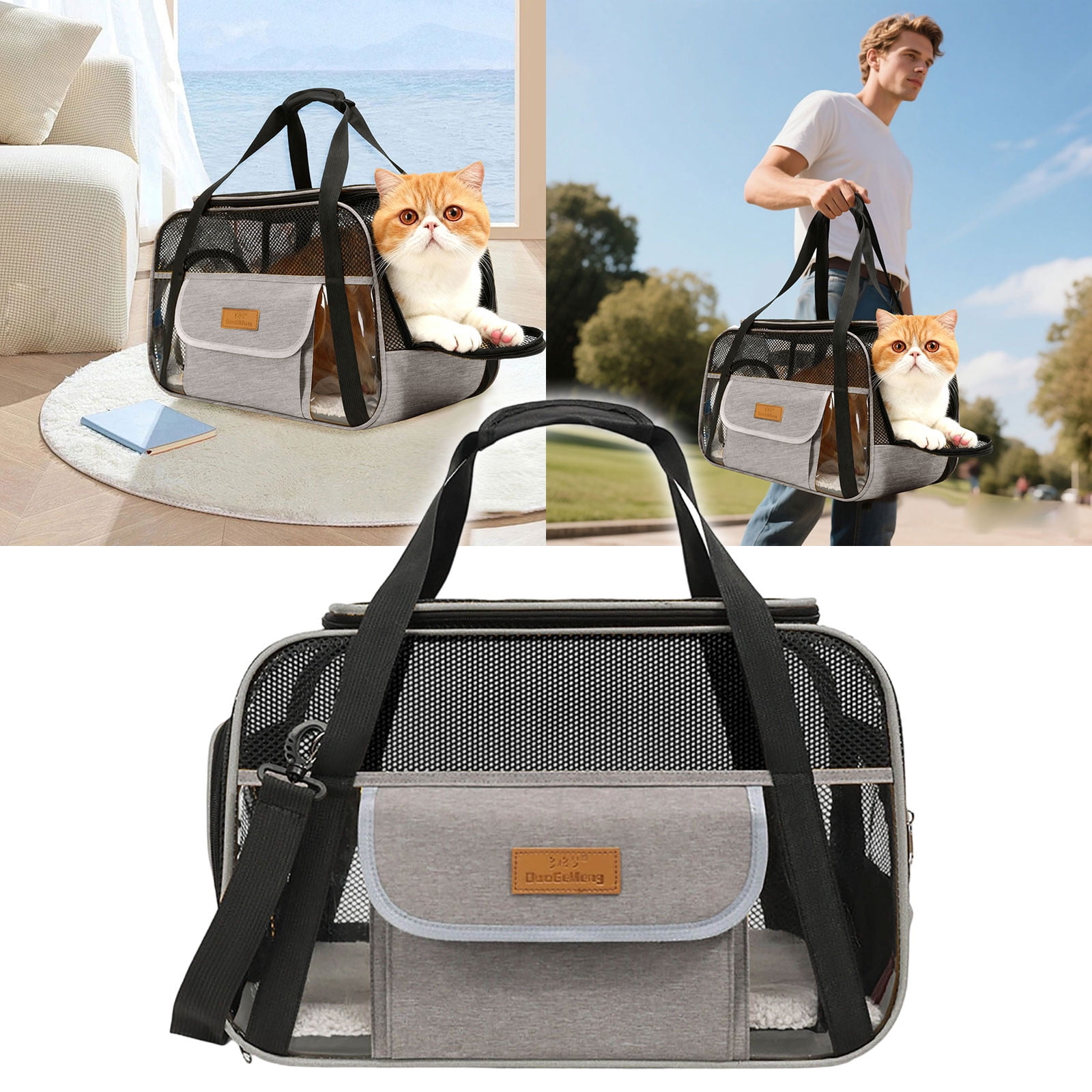 Portable Pet for Cats and Dogs with Ventilated Mesh Windows and Padding for Secure Travel Comfort