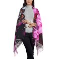 thumbnail image 3 of Cauagu Pink Blossoms Butterfly Print Women Wrap Shawl tassels Scarves Retro Scarf 77.6"X28.3", 3 of 8