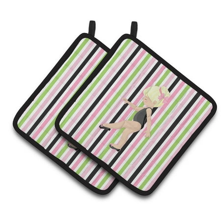

Caroline s Treasures Ballerina Blonde Point Pair of Pot Holders