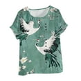thumbnail image 2 of Weiqiqre Chemises pour Femmes Col Rond Manches Courtes Tunique à Boutons T-shirt Blouse, 2 of 4