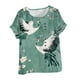 thumbnail image 1 of Vestidos Casuales Para Mujer, Blusas De Mujer De Moda Blusa tipo túnica informal de lino con estampado de peces y botones de manga corta para mujer, 1 of 4