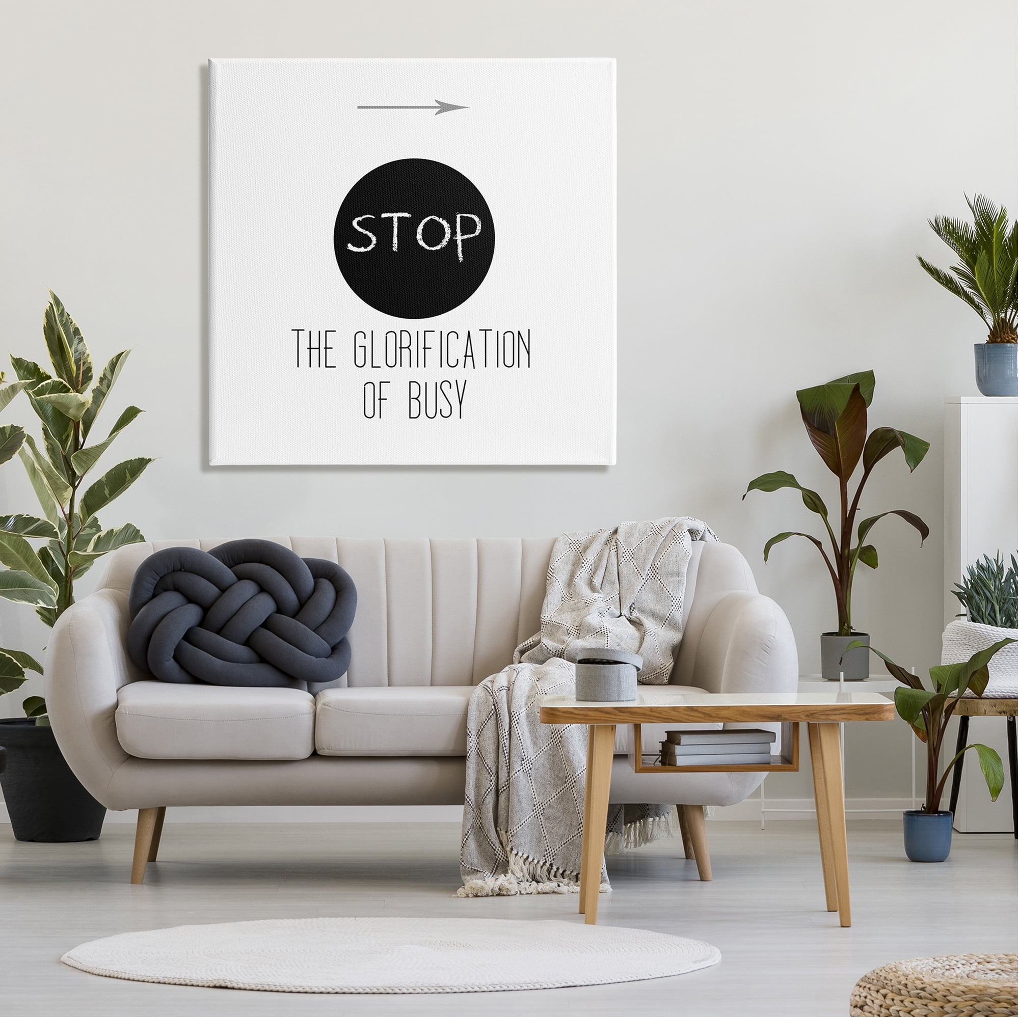 Stupell Industries Stop Glorification of Busy Comforting Restful Quote Graphic Art Gallery Wrapped Canvas Print Wall Art, Design by J. Weiss