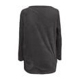 thumbnail image 7 of LEAVINGSUO Womens Tops Long Sleeve Fall Women's Round- Neck and Winter Loose Solid Pocket Warm Long Sleeve Blouse Tops, 7 of 7