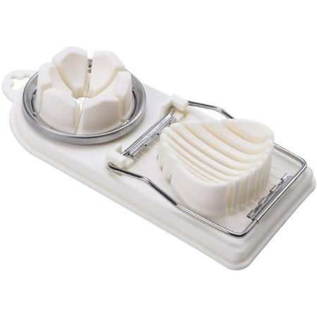 

Heldig Egg Slicer Stainless Steel Multifunction Separates Egg Slicer and Keiler for 2 Slicer Styles Dual Egg Dicer Salad Slicer Hard Boiled Egg Slicer Tool (White)B