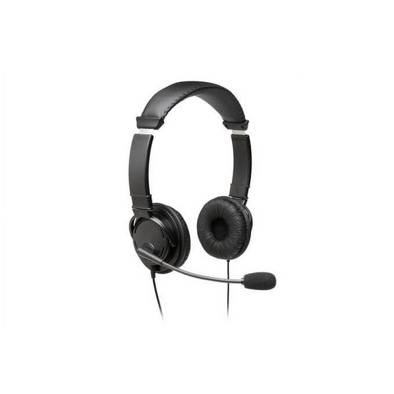 Kensington Hi-Fi Headphones with Mic - Stereo - Mini-phone (3.5mm) - Wired - Over-the-head - Binaural - Circumaural - 6 ft Cable - Noise Cancelling Microphone - Noise Canceling - Black | Bundle of 5
