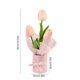 thumbnail image 3 of Decoración de plantas en maceta con flores artificiales simuladas de tulipanes – Arreglo de tulipanes en PU Negro Rosa Blanco, 10,24 pulgadas, adorno de oficina en casa sin mantenimiento, 3 of 6