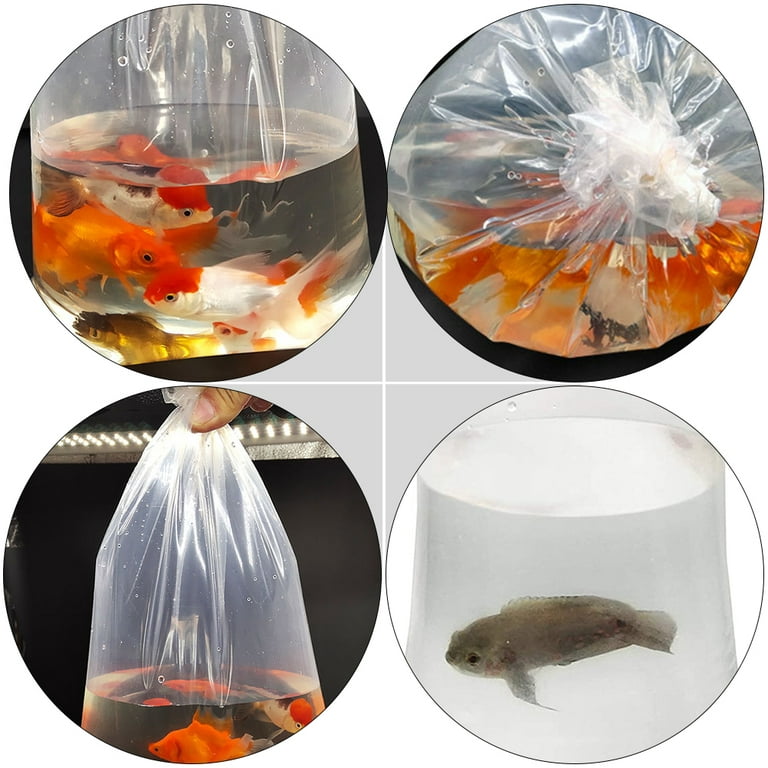 Belinlen 100 Pack Plastic Fish Bags 9x15 inch Clear Polyethylene Bags Food-Grade Plastic Bags Leak-Proof and Recyclable Fish Bags Transport for Live