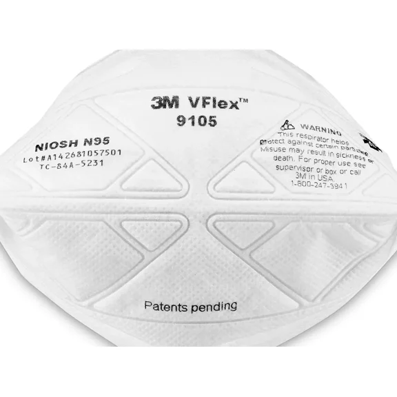 3M VFlex 9105 N95 NIOSH APRVD Particulate Respirator Surgical Face Mask 5 Mask