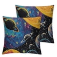 thumbnail image 2 of JRXY Planet Throw Pillow Cover Fantasy Starry Sky Universe Outer Space Planets Star Multicolor Pillow Covers 2pcs Square Soft Couch Cushion Case for Bedroom Living Room Decor White, 2 of 6