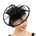 thumbnail image 4 of RUISINERY Elegant Feathered Tulle Cocktails Hat Fascinator For Women Elegant Party Headpiece With Netting Detail for Bride, 4 of 7