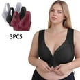 thumbnail image 2 of VBVC Women's 3 Pack Front-Closure Lace Bralette,Ladies Adjustable Full Coverage T-Shirt Bra,Supportive Everyday Bralette For Women,Wine,Size L, 2 of 9