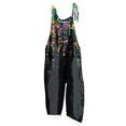 thumbnail image 2 of DDAPJ pyju Mardi Gras Jumpsuits for Women 2024 Carnival Themed Sequin Mask Print One Piece Rompers Casual Loose Spaghetti Straps Jumpsuit Parade Party Overalls with Pockets on Sale Black M, 2 of 5
